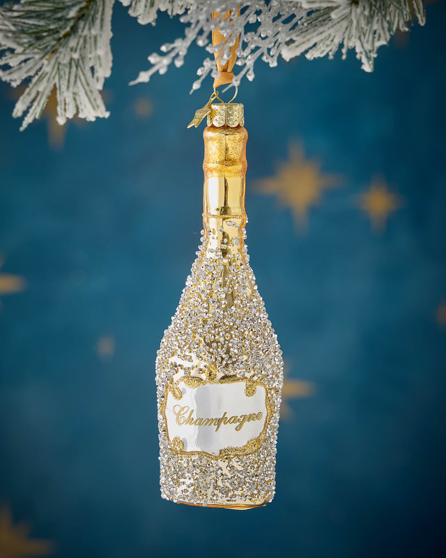 Embellished Champagne Bottle Christmas Ornament